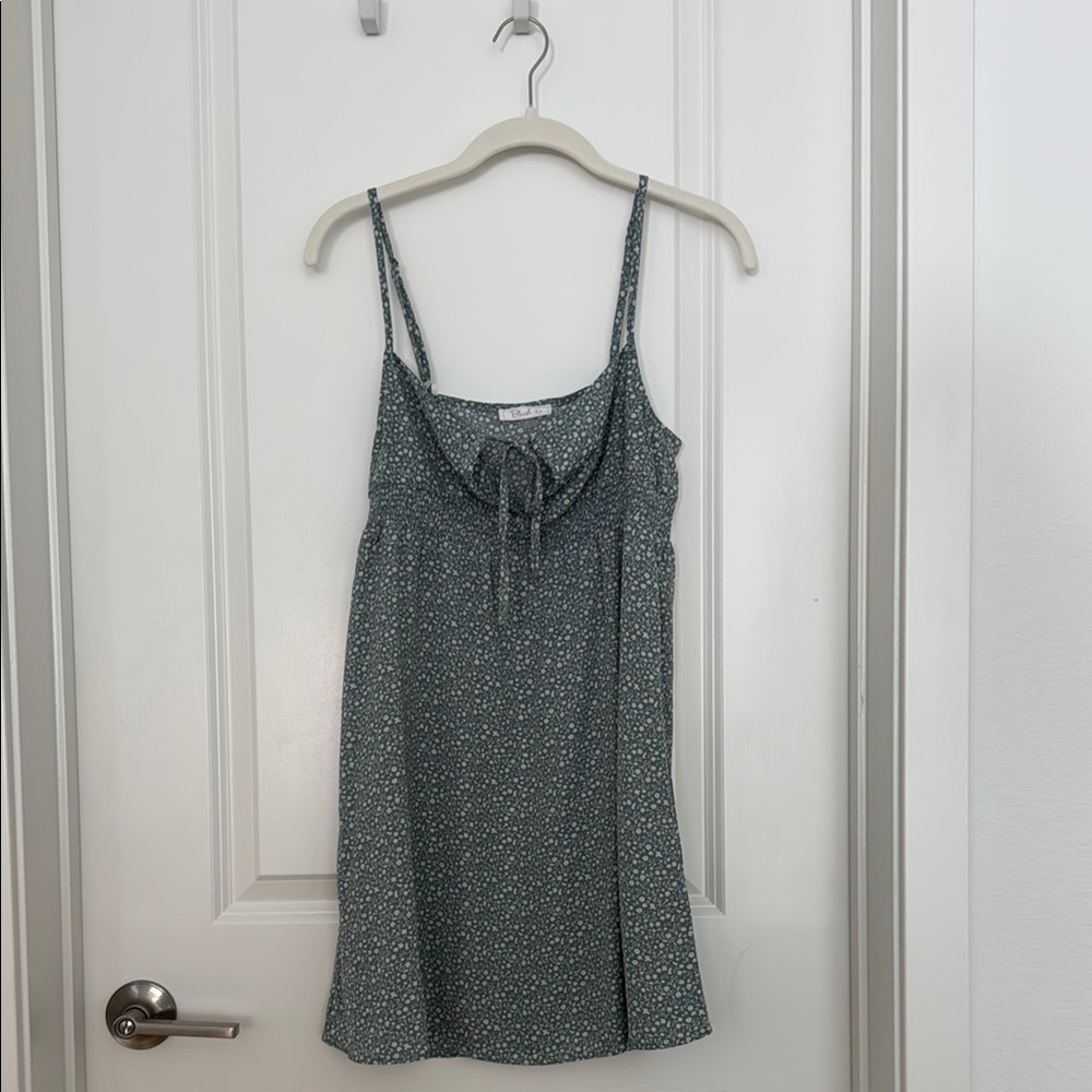 Blue Floral Spaghetti Strap Mini Dress